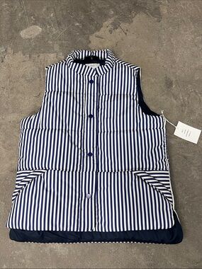 NWT Striped Navy and White Puffer Vest